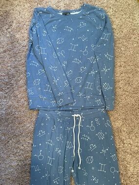 PJ Salvage Blue Zodiac Print Long-Sleeve Pajama Set
